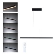 Suspension LED noire en aluminium avec température de couleur réglable et télécommande pour salon