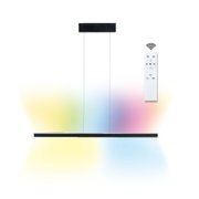 Schwarze LED-Pendelleuchte aus Aluminium mit dimmbarer Lichtfarbe und Fernbedienung für Wohnräume