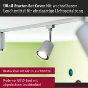 Moderner weißer URail Starter-Set Cover Strahler mit GU10 Leuchtmittel für flexible Lichtgestaltung