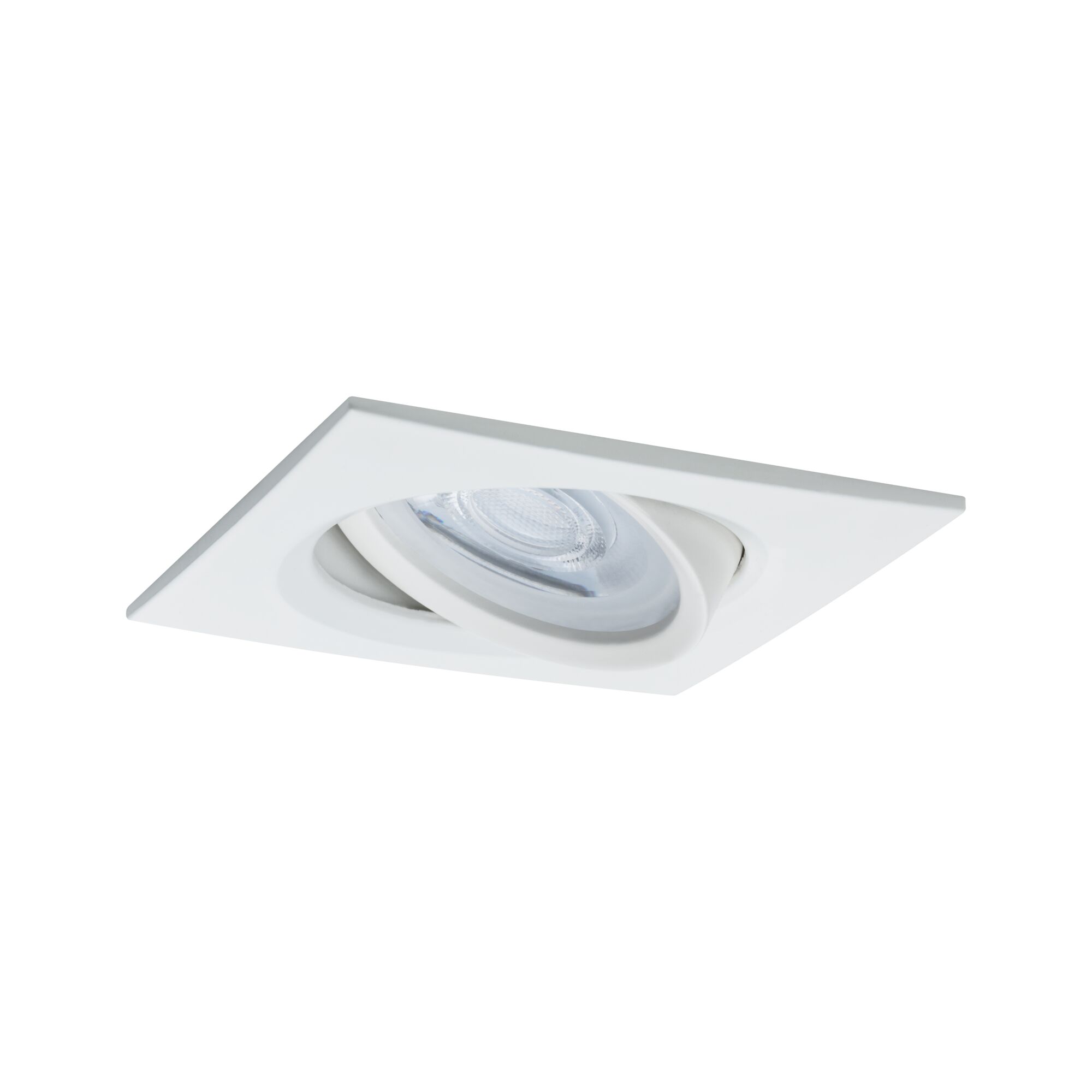 White square recessed spotlight made of plastic with adjustable LED lamp for home lighting