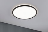 Runde LED-Deckenleuchte mit schwarzem Rahmen und warmweißem Licht für moderne Wohnräume