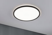 Runde LED-Deckenleuchte mit schwarzem Rahmen und warmweißem Licht für modernes Wohnambiente