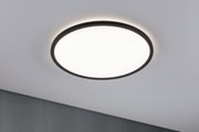 Runde LED-Deckenleuchte mit schwarzem Rahmen und warmweißem Licht für modernes Wohnambiente