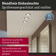 Blendfreie Aluminium-Einbauleuchte in Schwarz für Feuchträume und Außenbereiche mit IP23 Schutz