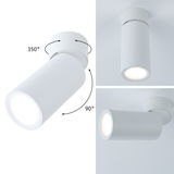 Spot LED de plafond en métal blanc avec tête pivotante à 350° et lampe inclinable à 90° pour un éclairage flexible