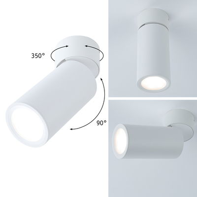 Spot LED de plafond en métal blanc avec tête pivotante à 350° et lampe inclinable à 90° pour un éclairage flexible