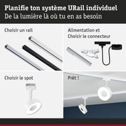 Système de rail URail modulaire noir et blanc avec spots LED pour solutions d'éclairage personnalisées