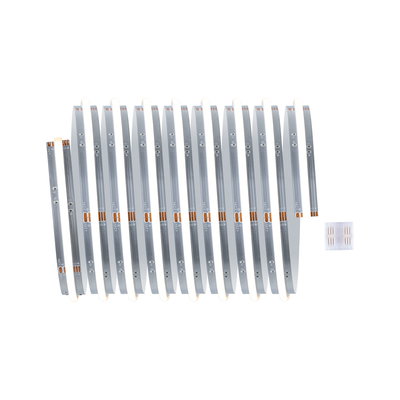 Flexible silver LED strip with warm white light and connector for indoor lighting solutions