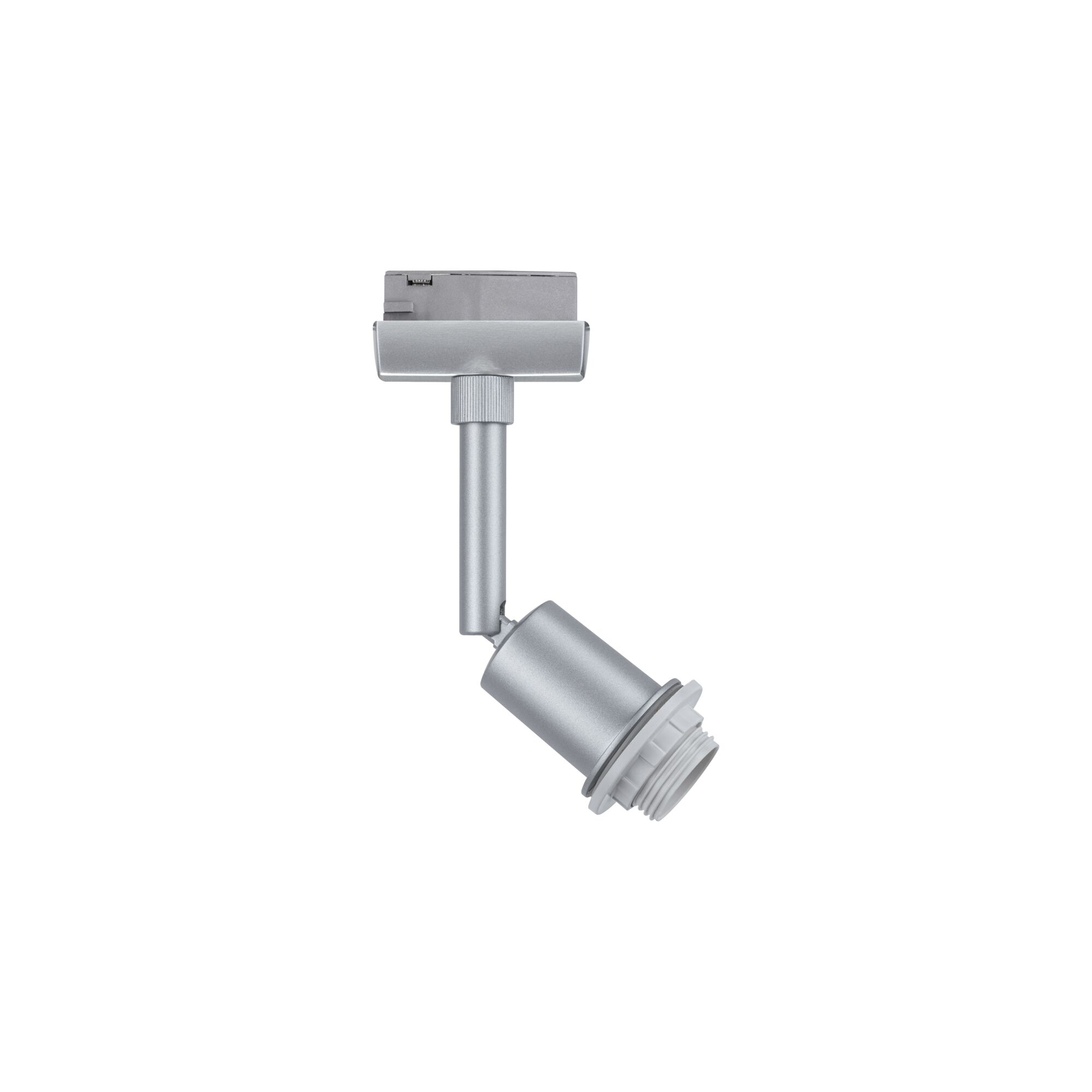 Silver metal LED spotlight with adjustable joint for flexible indoor lighting solutions