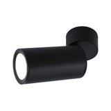 Black metal LED wall light with cylindrical design for modern indoor lighting solutions