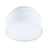 Round white ceiling light made of plastic with clear edges for modern room lighting