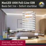 MaxLED 1000 Full-Line COB LED-Lichtband 3 m mit Fernbedienung und Netzteil, dimmbares Weißlicht