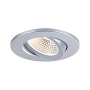 Round silver aluminium recessed spotlight with warm white LED light for home lighting