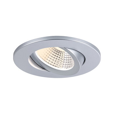 Spot encastré rond en aluminium argenté avec lumière LED blanc chaud pour intérieur