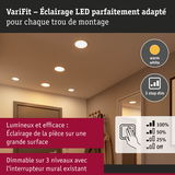 Éclairage LED encastré en blanc chaud avec gradation 3 niveaux pour une lumière efficace et lumineuse