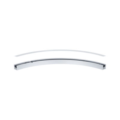 Curved silver aluminum profile with diffuser cover for LED lighting systems.