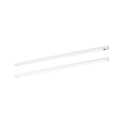 Two white aluminum LED light bars with warm white light for modern indoor lighting solutions
