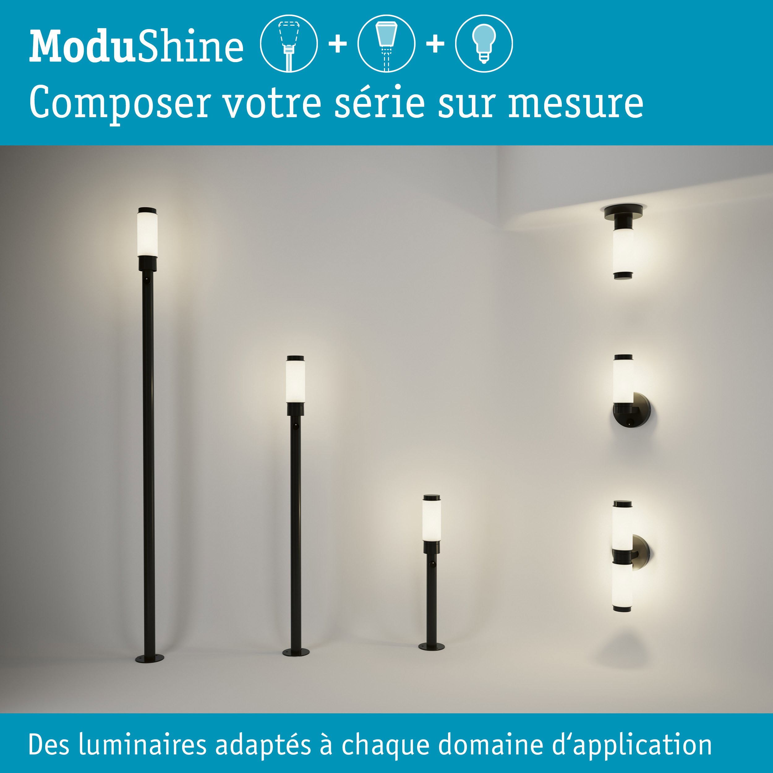 ModuShine Abat-jour Selaro IP44 cylindrique Anthracite/Blanc