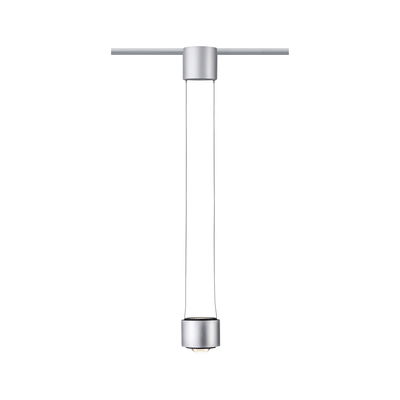 Moderner silberner LED-Pendelleuchte aus Metall mit minimalistischer Form für Wohnräume