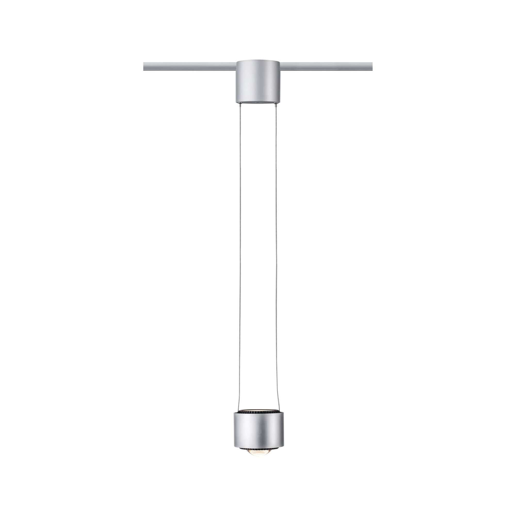 Moderner silberner LED-Pendelleuchte aus Metall mit minimalistischer Form für Wohnräume