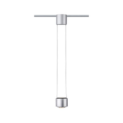 Moderner silberner LED-Pendelleuchte aus Metall mit minimalistischer Form für Wohnräume