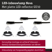 LED-inbouwlamp Nova met platte LED-reflector GU10 in zwart-wit aluminium