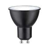 Black LED reflector lamp with GU10 base made of plastic for energy-efficient lighting