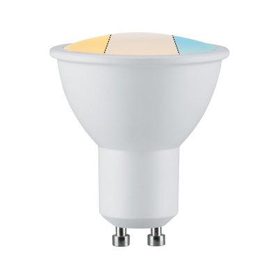 Hvid LED-reflektorlampe med GU10-fatning og farvetemperaturstyring til energieffektiv belysning