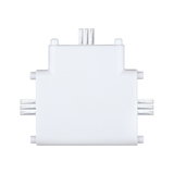 Connecteur en T en plastique blanc avec contacts métalliques pour systèmes d'éclairage LED sur rail