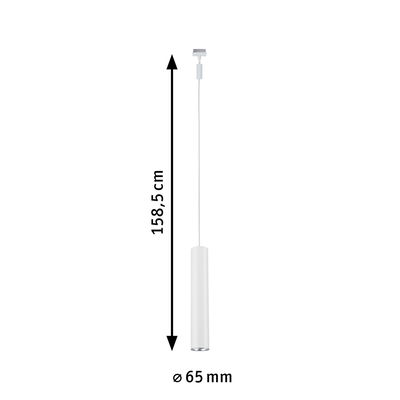 Weißer LED-Pendelleuchte aus Metall mit 65 mm Durchmesser und 158,5 cm Länge für moderne Beleuchtung