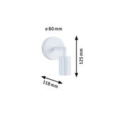 White metal wall spotlight with compact dimensions 80x118x125 mm for modern indoor lighting