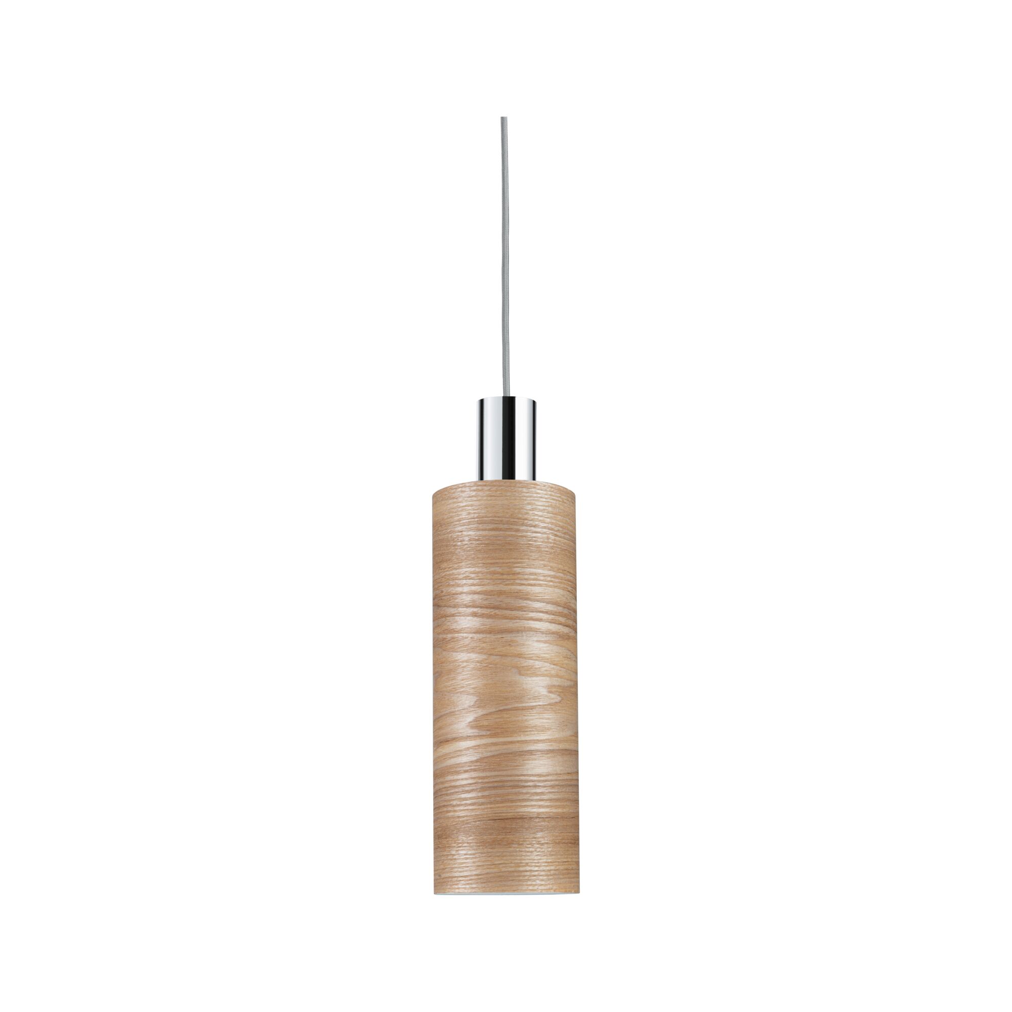 Modern pendant light with light wood and chrome details for elegant home lighting design