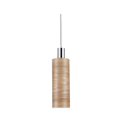 Modern pendant light with light wood and chrome details for elegant home lighting design