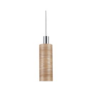 Moderner Pendelleuchter aus hellem Holz mit Chrom-Elementen für stilvolle Wohnraumbeleuchtung