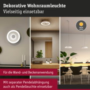 Weiße dekorative Wohnraumleuchte mit warmweißem LED-Ring vielseitig für Wand- und Deckenmontage