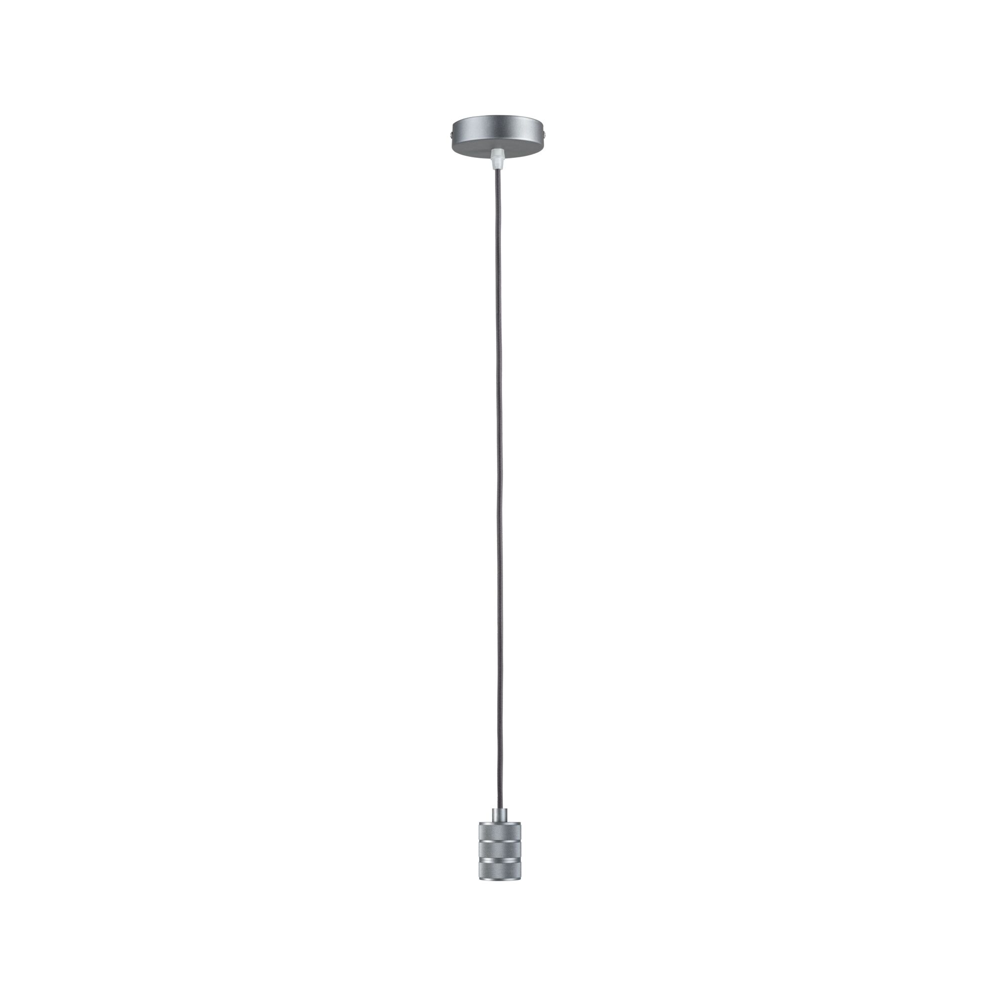 Moderne zilverkleurige aluminium hanglamp met zwarte kabel voor stijlvolle verlichting