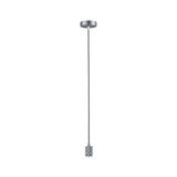 Modern silver aluminum pendant light with black cord for stylish room lighting