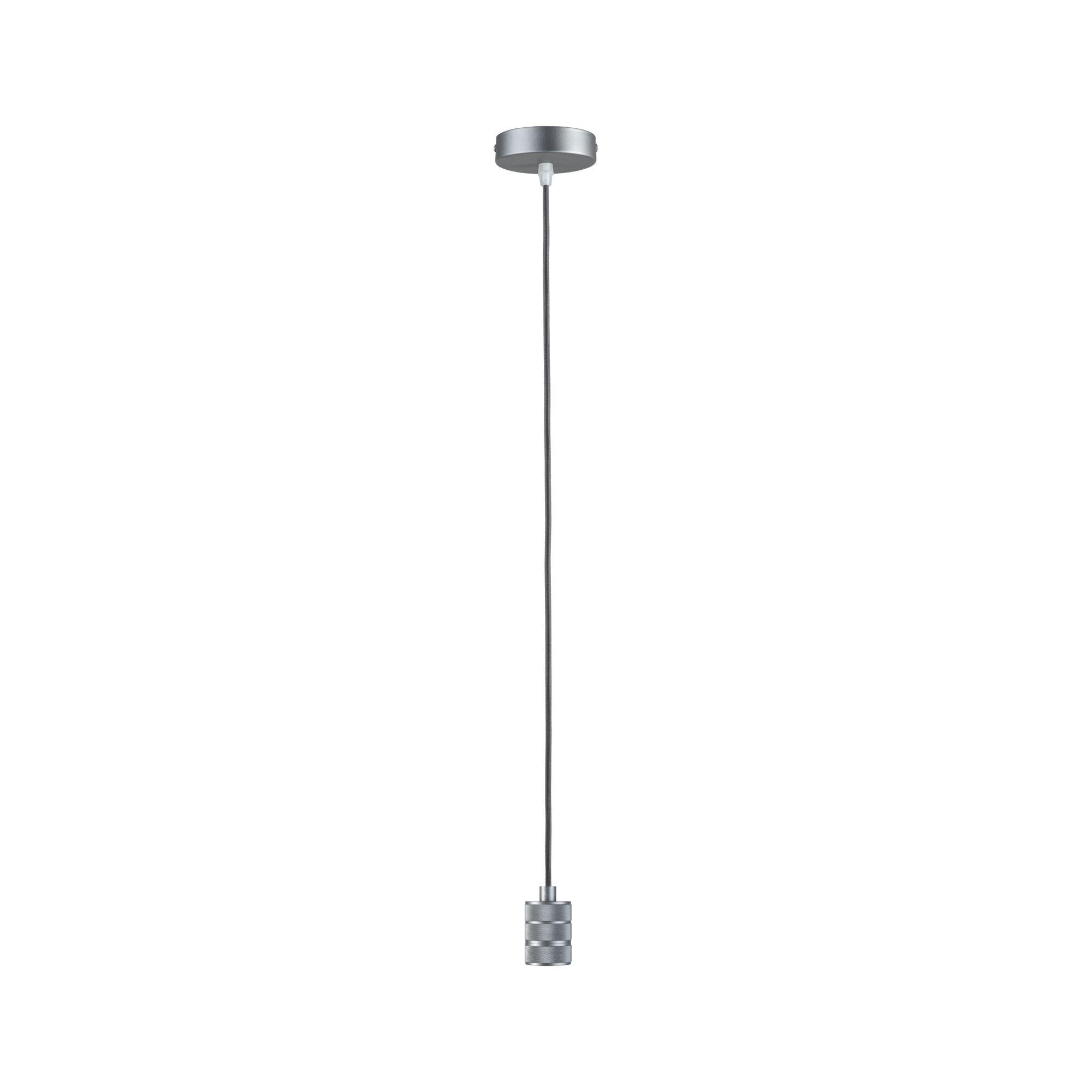 Moderne zilveren metalen hanglamp met stoffen kabel voor stijlvolle binnenverlichting