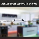 MaxLED 24V DC 60W Netzteil in Weiß mit Kabeln für LED-Beleuchtungssysteme