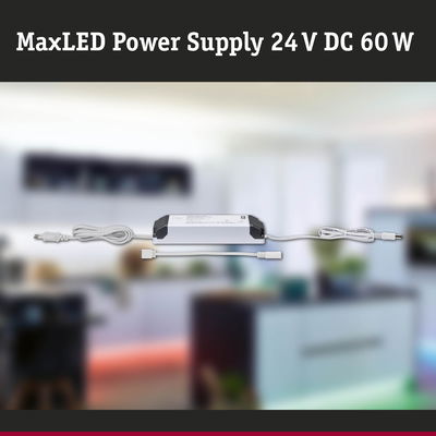 MaxLED 24V DC 60W Netzteil in Weiß mit Kabeln für LED-Beleuchtungssysteme