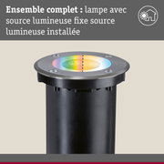 Spot LED encastré au sol rond en métal noir avec éclairage changeant de couleur pour extérieur