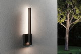 Moderner schwarzer Aluminium-Wandleuchter mit warmweißem LED-Licht für Außenbereiche und Gartenbeleuchtung