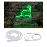 Grünes LED-Neonlicht in Dinosaurierform mit USB-Kabel und Halterungen für kreative Raumbeleuchtung
