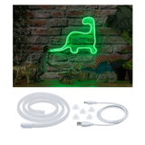 Grünes LED-Neonlicht in Dinosaurierform mit USB-Kabel und Halterungen für kreative Raumbeleuchtung