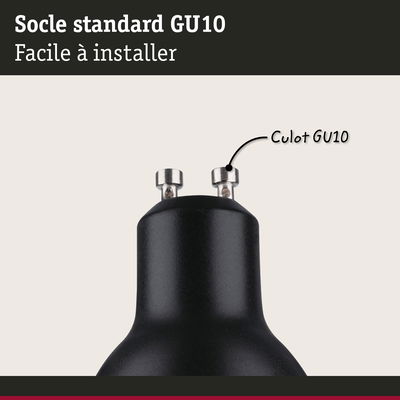 Socle standard GU10 noir en métal avec deux contacts, facile à installer, composant d'éclairage