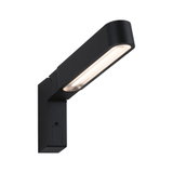 Black metal LED wall light with warm white illumination for modern outdoor lighting