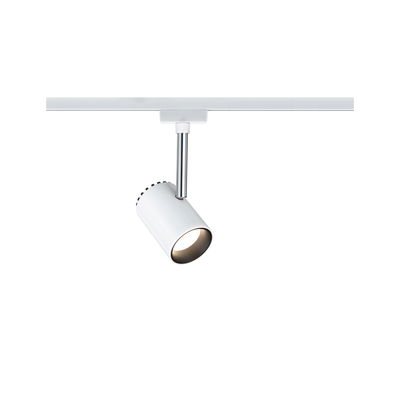 Moderne witte metalen LED-spot op railsysteem voor flexibele kamerverlichting