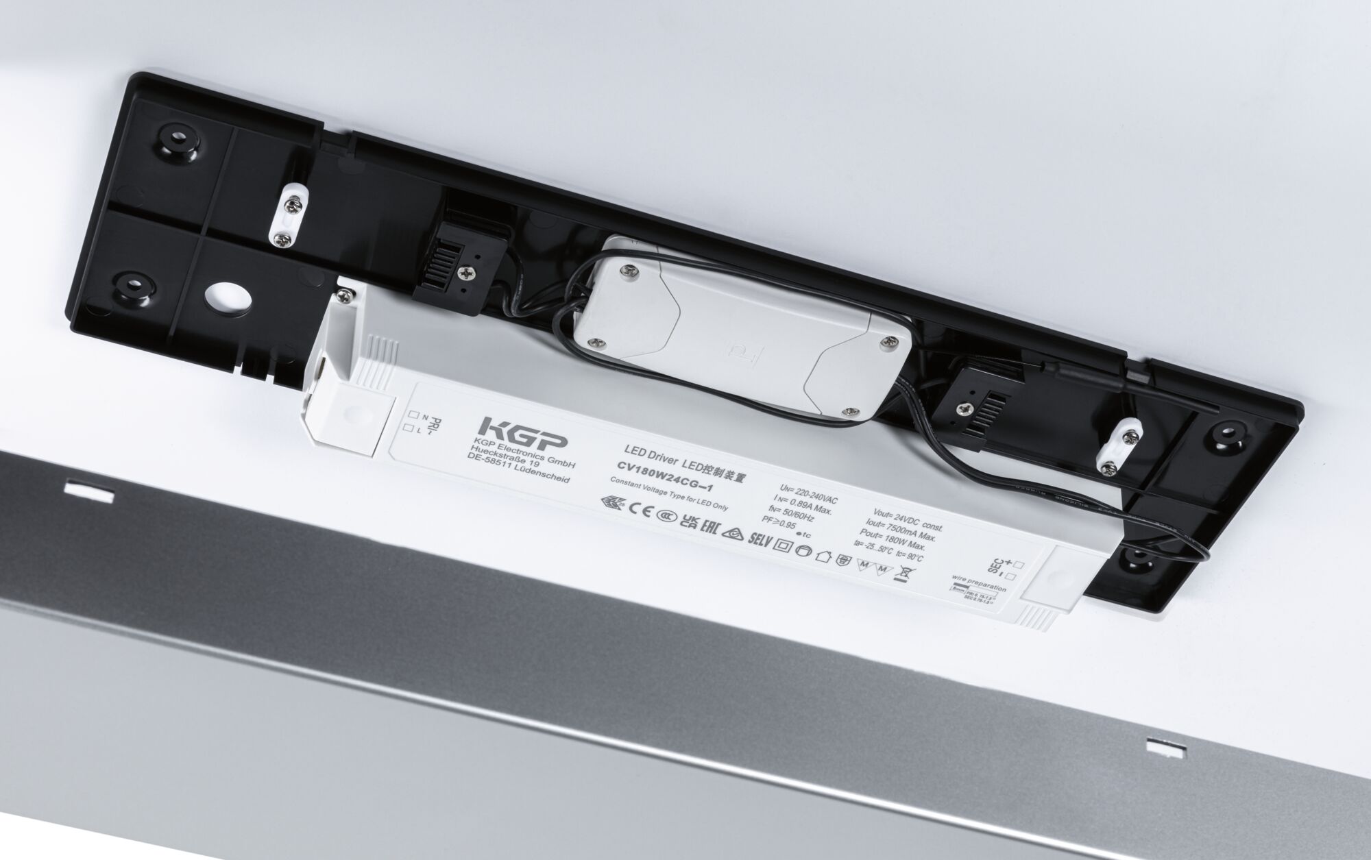 Alimentation LED blanche KGP CV180W24CG-1 avec support noir pour systèmes d'éclairage LED