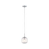 Pendant lamp with ribbed clear glass and chrome metal, modern hanging light for living spaces