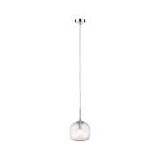Hängelampe mit klarem geripptem Glas und verchromtem Metall, moderne Pendelleuchte für Wohnräume